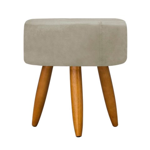 Puff Redondo Decorativo Pés Palitos Quarto - Bege