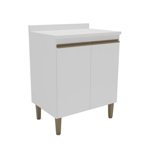 Armário Balcão de Cozinha 70cm com Tampo 25mm e 2 Portas 2408 Yescasa Branco