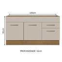 Ver imagem 4 de Balcão Gabinete de Pia 150 Cm 2 Portas e 2 Gavetas (sem Tampo e Pia) Rustic/crema Agata Madesa