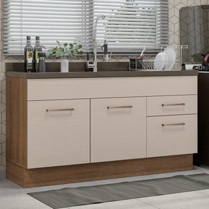 Balcão Gabinete de Pia 150 Cm 2 Portas e 2 Gavetas (sem Tampo e Pia) Rustic/crema Agata Madesa