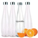 Ver imagem 1 de Kit 4 Garrafas Vidro Acqua 1 Litro Transparente 32cm Tampa Inox - Tuut