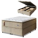 Ver imagem 2 de Cama Box Baú Colchão Casal Queen Probel Molas Guarda Costas Max Pillow Top 158x198x81cm Bege/