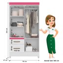 Ver imagem 4 de Guarda Roupa Solteiro Madri 4 Portas e 2 Gavetas Color Flex Branco/rosa - Moval