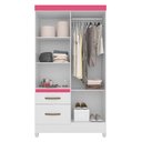 Ver imagem 3 de Guarda Roupa Solteiro Madri 4 Portas e 2 Gavetas Color Flex Branco/rosa - Moval