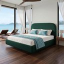 Ver imagem 4 de Cama Casal Flutuante com Cabeceira 140cm Aura W01 Bouclê Verde - Lyam Decor