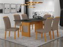 Ver imagem 1 de Conjunto Sala de Jantar Lara 1,60m com 6 Cadeiras Clara Plus Cinamomo/Chumbo/Joli Camurça