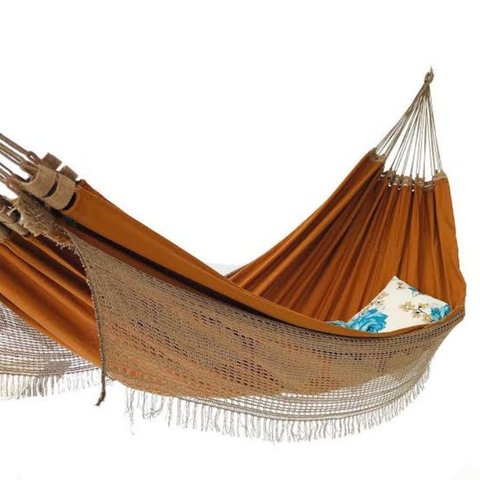 Rede de Descanso Antialergica Sol a Sol Casal Caramelo Tecido Brim