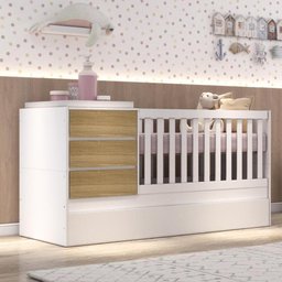 Berço Multifuncional Alicia Branco Fosco com Bétula Carolina Baby - 1
