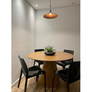 Mesa de Jantar Cone Base Mel Tampo Redondo Laminado 0,90 Cm