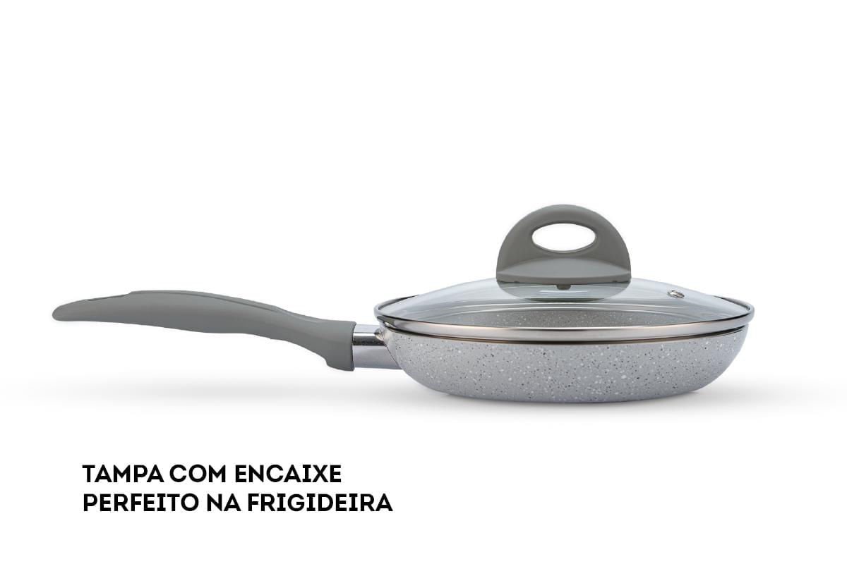 Jogo de Panelas Brinox Antiaderente Ceramic Life 7 Peças Marble Blend com Indução Cinza Claro Cinza - 7