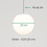 Luminária Pendente Lustre Vidro Globo Branco Fosco 20cm 1782 - 3