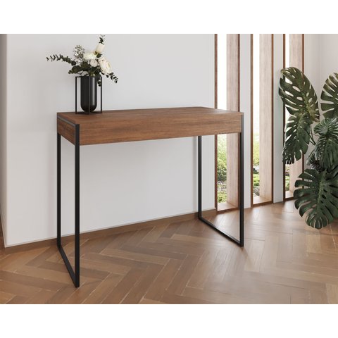 Aparador Industrial Califórnia 137x40 Ferro Preto Tampo Amêndoa