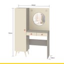 Ver imagem 3 de Penteadeira Camarim Armário Duda 105 Cm Espelho Redondo Luz Led 2 Gv MDP Champagne Cinza - Fellicci