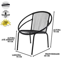 Conjunto de 3 Cadeiras Eclipse de Área, sacada, recepção, sala de espera, cozinha, sala - 3