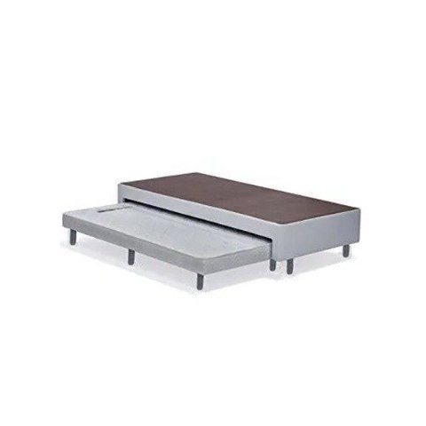Cama Box Casal com Auxiliar Espuma Sintético Cinza 62x138x188
