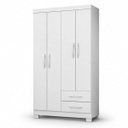 Ver imagem 1 de Guarda Roupa Quarto Solteiro 100cm 4 Portas 2 Gavetas MDP Moderno Compacto Branco