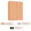 Ver imagem 2 de Armário Aéreo para Cozinha 100% MDF 60 cm 2 Portas Lótus Carvalho