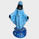 Ver imagem 1 de Escultura Orixá Iemanjá Negra Manto Azul em Resina 13 cm