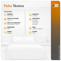 Colchão Solteirão Anjos Solteiro King Charleston Espuma D28 Bordado 96x203x14cm - 3