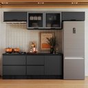 Ver imagem 1 de Cozinha Modulada Compacta com Tampo 5 Peças 280cm Etna Poliman Móveis