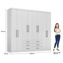 Ver imagem 2 de Guarda Roupa Casal 8 Portas 6 Gavetas Master e Cômoda Marabá Branco Brilho - Santos Andirá