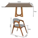 Ver imagem 3 de Conjunto Mesa Jantar Isabela 1,2m Freijó Pés Cerejeira 4 Cadeiras Gabriela Sala Jantar - Cinza Linho