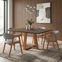 Ver imagem 2 de Conjunto Mesa Jantar Isabela 1,2m Freijó Pés Cerejeira 4 Cadeiras Gabriela Sala Jantar - Cinza Linho