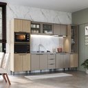 Ver imagem 1 de Cozinha Completa Modulada Lavinia 14 Portas 3 Gavetas MDP Bege J Carvalho Móveis
