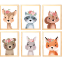 Ver imagem 1 de Quadro Infantil Safari Flor 6 un A4 Vidro e Pendurador