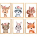 Ver imagem 2 de Quadro Infantil Safari Flor 6 un A4 vidro e pendurador