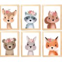 Ver imagem 2 de Quadro Infantil Safari Flor 6 un A4 Vidro e Pendurador