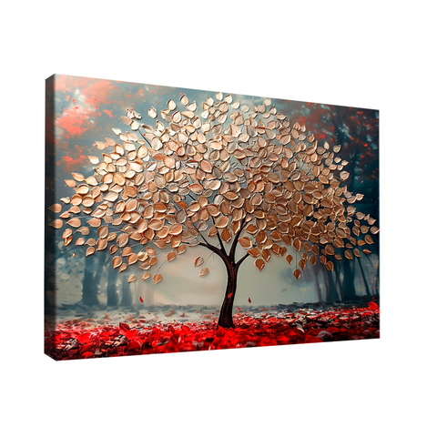 Quadro Decorativo Árvore Dourada com Lindas Folhas
