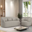 Ver imagem 1 de Conjunto Poltrona e Sofá Living Orgânico Duomo 2,00m Boucle Just Time