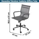 Ver imagem 4 de Cadeira Giratória Baixa Office Tela Cinza Aço Preto Base Rodízio