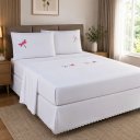 Ver imagem 2 de Jogo de Lençol Cama Casal Padrão Libélula Bordado 4 Peças Poliéster Branco