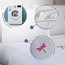 Ver imagem 5 de Jogo de Lençol Cama Casal Padrão Libélula Bordado 4 Peças Poliéster Branco