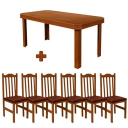 Mesa Sala De Jantar Com 6 Cadeiras Estofadas Madeira Maciça Nogueira Dóris Shop JM - 2