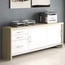 Ver imagem 2 de Balcão para Escritório 160cm 2 Portas 3 Gavetas Corp A06 Carvalho/branco - Mpozenato