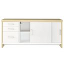 Ver imagem 7 de Balcão para Escritório 160cm 2 Portas 3 Gavetas Corp A06 Carvalho/branco - Mpozenato