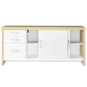 Ver mais imagens de Balcão para Escritório 160cm 2 Portas 3 Gavetas Corp A06 Carvalho/branco - Mpozenato
