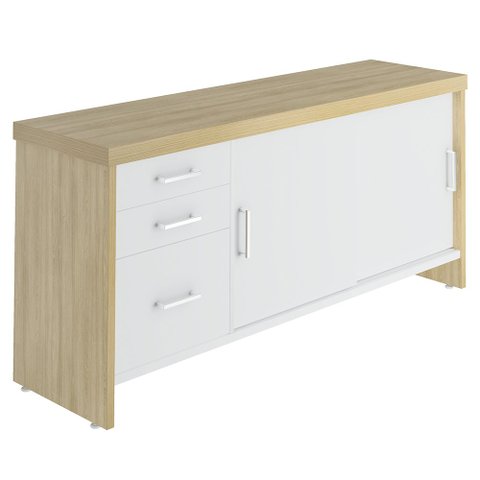 Balcão para Escritório 160cm 2 Portas 3 Gavetas Corp A06 Carvalho/branco - Mpozenato
