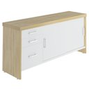 Ver imagem 1 de Balcão para Escritório 160cm 2 Portas 3 Gavetas Corp A06 Carvalho/branco - Mpozenato