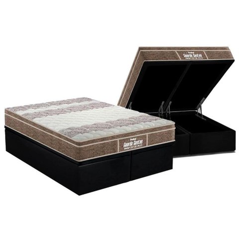 Cama Box Baú Queen: Colchão Probel D33 / Ep Plus + Base Black(158x198)
