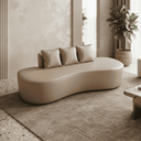 Ver imagem 7 de Sofá Tóquio Puff Orgânico Corino 200cm com 3 Almofadas Design Curvo Luxo para Sala e Recepção:Bege