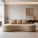 Ver imagem 6 de Sofá Tóquio Puff Orgânico Corino 200cm com 3 Almofadas Design Curvo Luxo para Sala e Recepção:Bege
