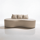 Ver imagem 4 de Sofá Tóquio Puff Orgânico Corino 200cm com 3 Almofadas Design Curvo Luxo para Sala e Recepção:Bege