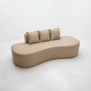 Ver imagem 3 de Sofá Tóquio Puff Orgânico Corino 200cm com 3 Almofadas Design Curvo Luxo para Sala e Recepção:Bege