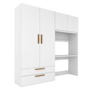 Ver imagem 2 de Guarda Roupa Infantil 4 Pts 2 Gav com Escrivaninha Joy Bco/frei - M.a Branco/freijó