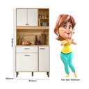 Ver imagem 4 de Armario de Cozinha 4 Portas 1 Gaveta Erva Doce 90 Branco/Freijó/Off White Cristal