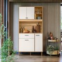 Ver imagem 1 de Armario de Cozinha 4 Portas 1 Gaveta Erva Doce 90 Branco/Freijó/Off White Cristal